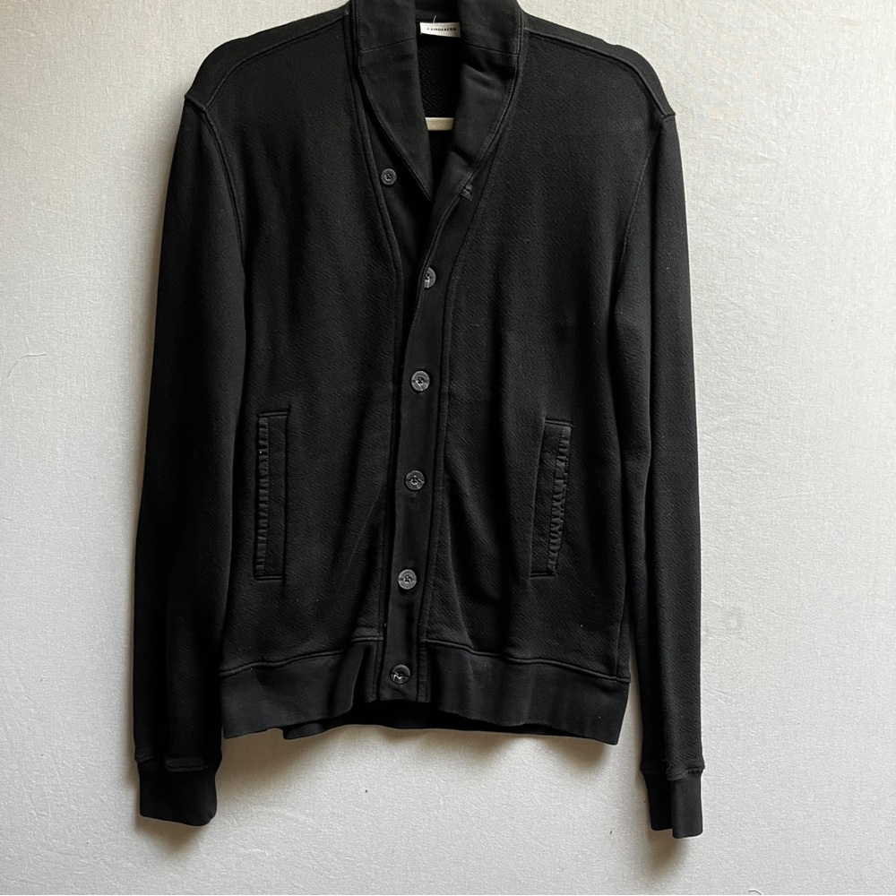 J. Lindeberg Black Button-Up Shawl Cowl Neck Sweater Cardigan Sz L